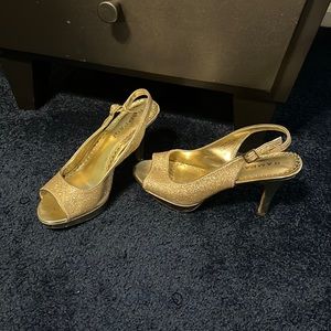 Gold sparkly heels